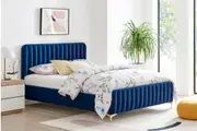 Shangri-La Victoria Velvet Bed Frame (Navy, Single)