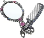 Baluue 1 Set Vanity Mirror Hand Held Table Mirror Miniture Decoration Makeup Mirror Handheld Peacock Makeup Mirror Vintage Hand Mirror Hairbrushes for Woman Travel Decor Retro Hand Glass