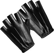 [Totority] 1 Pair Portable Half Finger Leather Bike Gloves Breathable Fitness Riding Gloves for Sports Shockproof Slip Design Comfortable and Durable for Outdoor Activities