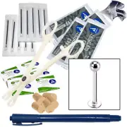 labret /Lip Mini Body Piercing Kit - 16G labret Flat Back Jewelry