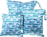 Totority 3pcs Printed Diaper Bag Nappy Bin Refill Feeder Small Bag Registry Items Toiletry Organizer Wet Bag Dry Diapers Nappy Storage Pouch Blue Tpu Waterproof Membrane