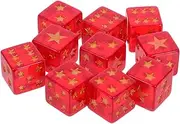WESIEVYA 10pcs Five-Pointed Star Dice Board Game Dices Translucent Colors Game Dice Craps Dice Acrylic Dice Table Game Dice Fire Dice Game Accessories Dice for Board Games Red Resin