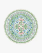 245' Round | Machine Washable Runner Rug | Kid & Pet Friendly | Indoor Rug | Mrs. Alice Skye Blue Multicolour Rug | Ruggable