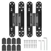 Hidden Door Hinge, 7" Zinc Alloy Concealed Door Hinge 3 Way Adjustable, Black