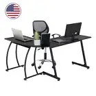 L Shaped Computer Desk Home Office L Shaped Desk Black Top Modern Gaming Table