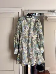 Ted Baker Ladder Trim Insert Hick Neck Floral Dress NWT Size 1/ AU 8/ US 4