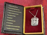Vintage Sterling Silver 10 COMMANDMENTS CHARM PENDANT 18" Necklace -- 6533