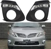 2Pcs Car LED Daytime Running Light White Turn Signal Light Yellow Fog Lamp for Toyota Corolla Altis 2011-2013