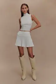 Indy Pointelle Knit Mini Skirt - Ivory