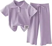 [Generic] Thanksgiving Clothes Girls Suit For Spring Summer And Autumn For Baby Girls With Short Sleeves And Ribbed Pants 14 Outfits
