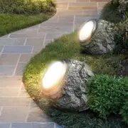Outdoor Landscaping Granite Rock Lights - Solar Powered
