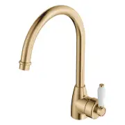 Eleanor Gooseneck Sink Mixer, Urban Brass &amp; Ceramic