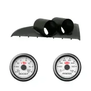 BA BF Ford Dual Gauge Pod w/ White Turbo Boost & Oil Pressure Gauge XR6 XR6T (for: Ford)