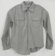 New One Teaspoon Men Small White Black Oxford Cotton Linen Pearl Snap Dock Shirt