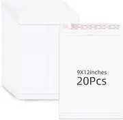 Pack of 20 Self-Sealing Catalogue Mailing Envelopes 229 x 305 mm Bag Envelopes 28 lb White Catalogue Envelopes with Self-Sealing Closure for School Office Home Mailing Organise Supplies