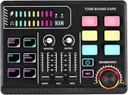 summina Gaming Audio Mixer 48V Phantom Power Audio Interface RGB Light BT Plug and Play Desktop Singing Sound Card Mixer for Live Streaming Podcasting Content Create Gaming Rechargeable