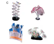 4Pcs/Set Aquarium Tank Silicone Artificial Coral Glowing Mushroom Plant Decor - C