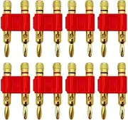 CCWUTQF 8PCS 4mm Gold-Plating Connector Stackable/Row Banana Plug Twin Speaker Loudspeaker Two-Position Audio Plug(8 Red)