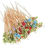 iplusmile 100pcs Decorative Rose Cocktail Picks Flower Toothpicks for Appetizers Parties Weddings Valentine Day Creative Fruit Picks for Easy Cleanup