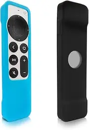 Remote Case Compatible with 2022/2021 Apple TV 4K 6th Generation, SourceTon 2 Pack Silicone Case Anti-Slip Durables Silicon Shockproof Cover (Black and Blue)