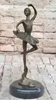Art Deco Hot Cast Bronze Graceful Ballerina Ballet Sculpture Signed Milo Figure