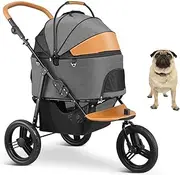 Pet Stroller for Cats/Dogs, 3 Wheels Folding Dog Cart for Dogs Cats, Portable Cat Puppy Doggy Doggie Jogging with Storage Basket, Stroller for Small/Medium/Large Dogs