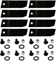 ABOVE LAND LB 8Pcs Blades & Bolts Set for 28-34" Greenfield Mowers GT2139 GT2104 GT104 1987+ Evolution & Tractor Mk 11 Models