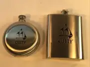 2 Stainless Steel Hip Flasks - Cutty Sark 6 oz & 5oz