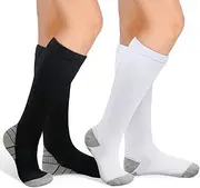[MEGAVOW] 2 Pairs of Compression Socks for Men and Women, Compression Socks, Support Socks for Calves, Running Socks, Ski Socks, Sports Socks for Sports, Running, Flight Travel