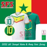 【FS】頂級品質 2022 WORLD-CUP SENEGAL JERSEY S-2XL 足球球衣男士 T 恤主客場球迷