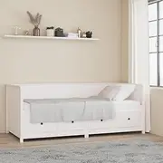 vidaXL White Day Bed in Solid Pine Wood - 80x200 cm Multifunctional Sleepover Couch with Storage Drawers for Living Room and Bedroom