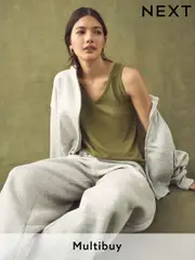 Olive Green Modal Slouch Vest (E59966) | $17