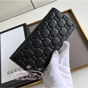 二手正品 GUCCI 古馳  黑色牛皮壓紋GG 男士長夾 錢包 長錢包 卡包 307774 現貨免運