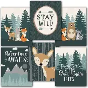6 Reversible 8x10 Woodland Nursery Decor For Boys Prints, Woodland Nursery...