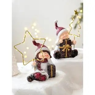 諾琪 美式鄉村樹脂娃娃公仔星星桌面擺件圣誕樹老人雪人圣誕裝飾