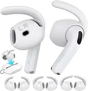 AhaStyle Ear Tips for AirPods 4th Generation (2024) 【Added Storage Pouch】3 Pairs S/M/L Silicone Ear Covers Anti-Slip Replacement Tips Compatible with Apple AirPods 4th Gen (Large+Medium+Small, White)