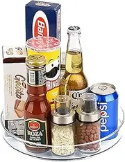 Lazy Susan Turntable, 23.5cm Clear Kitchen Counter Cabinet Turntable Organiser, Rotating Spice Rack Storage, Lazy Susan Organizer for Table Countertop Makeup Bathroom Fridge