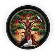 Norse Mythology Wall Clock – Yggdrasil Huginn Muninn Skol Hati