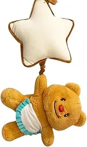Stroller Seat Bell for Baby | Plush Pendant Bell Butter Bear Carseat Rattle with Star - Activity Soft Sensory Toy Chime Music Box for Boys & Birthday