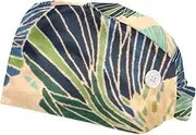 [WOSHJIUK] Working Hat 2 Pack Scrub Caps for Women,Painting Flowers Lotus,Tie Back Cap Adjustable Scrub Hat