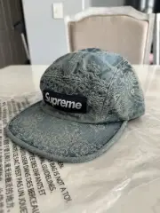 Supreme SS25 Bandana Jacquard Denim Cotton Camp Cap Blue One Size New IN HAND