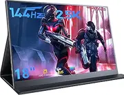 MagicRaven Portable Gaming Monitor, 18" 2.5K 144Hz Laptop Monitor, Dual USB C HDMI Second Computer Screen, VESA Gaming Display with Speakers, Travel Monitor for PS4/5 Xbox Switch MAC PC Phone