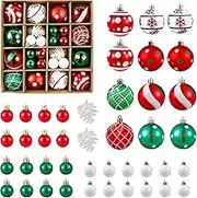 (42 Pcs) Christmas Decorations,Christmas Tree Balls Ornaments,ZANZER Christmas Baubles,Shiny Printed Decorative Balls Christmas Tree Ornaments Pinecone Pendants Christmas Decor