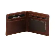 Pierre Cardin Mens Leather Wallet RFID Slimline Bi-Fold Credit Card Slots - Tan