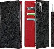 Cavor for iPhone 11 Pro Max Case,[Litchi Leather] [RFID Blocking Card Holder] Flip Magnetic Wallet Case Cover with Kickstand Feature(6.5") -Black