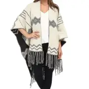 NEW Pendleton Knit Blanket Shawl SKYWALKERS Ivory Oxford Mix Wool Blend Fringe