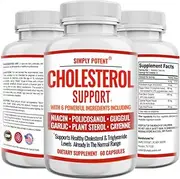 Cholesterol Support, Cholesterol Lowering Supplement That Works, Supports Lower High Cholesterol, Triglyceride, Hdl Naturally, Heart Healthy Capsules With Garlic, Plant,Guggul, 60 Count