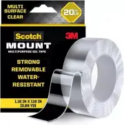 Scotch-Mount Multi-Purpose Gel Tape 1.18 in. x 9.8 ft, Nano Tape, Silver