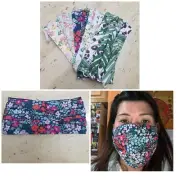 Cotton Face Mask 3 Layers Midnight Garden Floral Flower Washable Reusable Filter