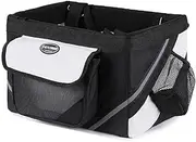 Bike Basket Collapsible Bike Handlebar Basket Small Pet Cat Dog Carrier Front Removable Bicycle Basket, for Pet Bike Bag Outing Travel Bag Car Basket (Black)